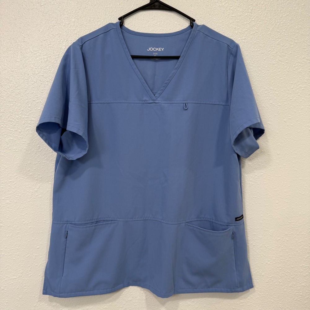 Jockey Scrub Top XL Light‎ Blue V-Neck Medical Nursing Uniform Short Sleeve